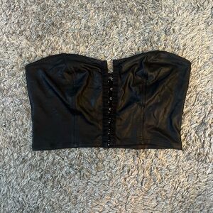 Black Leather Strapless Top